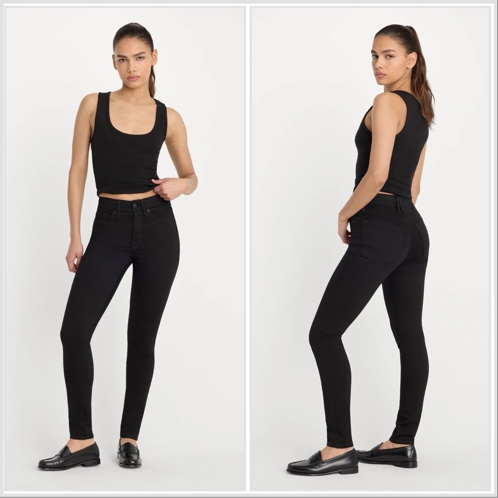 Good American Good Legs Skinny Jeans Black 4/27 Mid-Rise‎ Sculpting Slimming